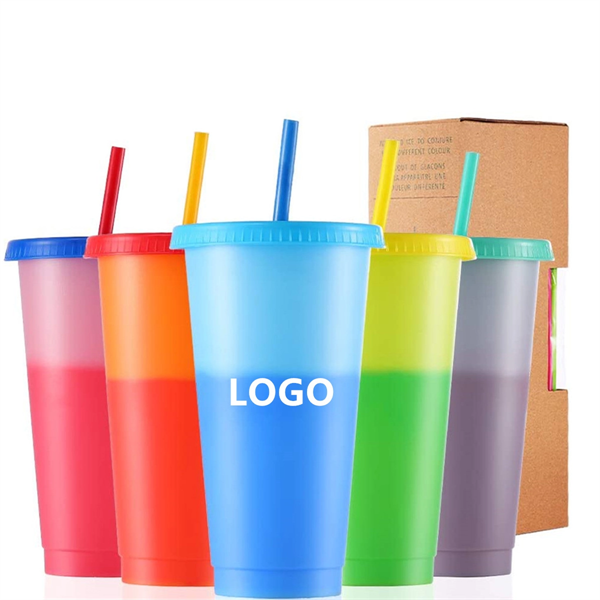 24oz Color Changing Cup with Straw - 24oz Color Changing Cup with Straw - Image 0 of 6