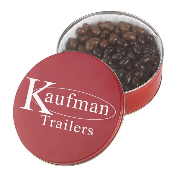 Collector tin with chocolate almonds and cashews