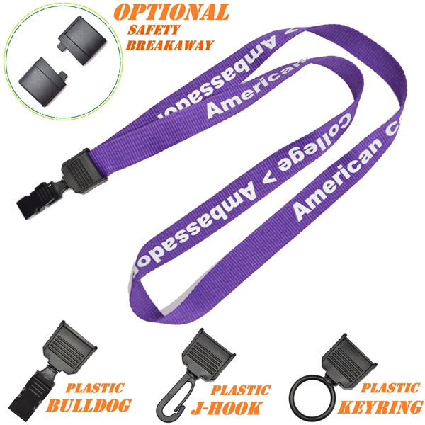 Screen Printed Polyester Lanyards with Plastic Attachment