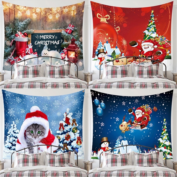 Custom Christmas Wall Hanging Fabric Tapestry - Custom Christmas Wall Hanging Fabric Tapestry - Image 1 of 5