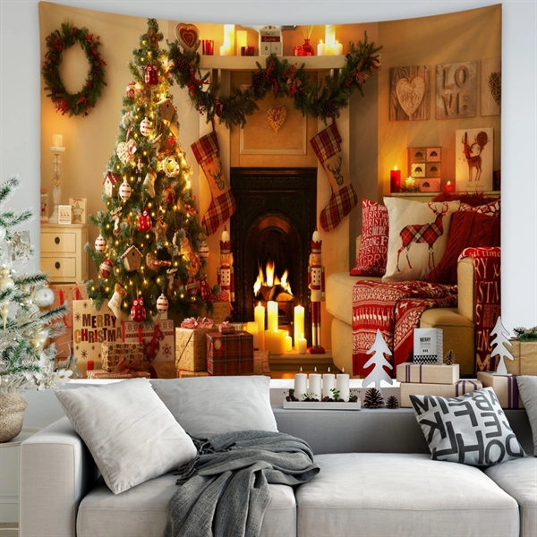 Custom Christmas Wall Hanging Fabric Tapestry - Custom Christmas Wall Hanging Fabric Tapestry - Image 2 of 5