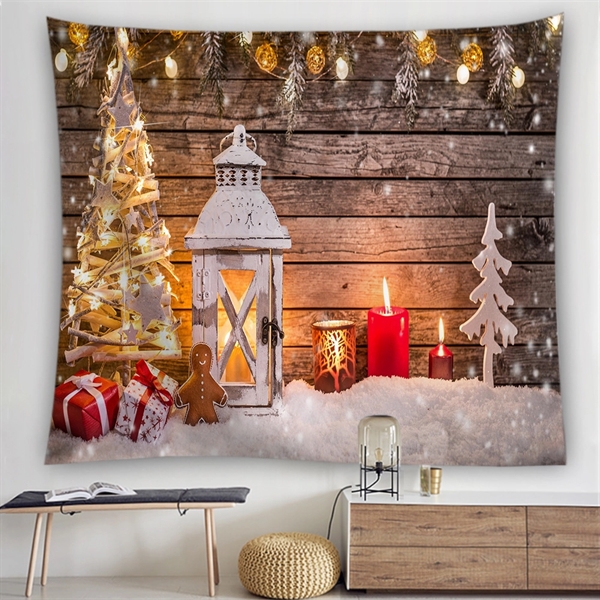 Custom Christmas Wall Hanging Fabric Tapestry - Custom Christmas Wall Hanging Fabric Tapestry - Image 3 of 5