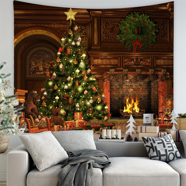 Custom Christmas Wall Hanging Fabric Tapestry - Custom Christmas Wall Hanging Fabric Tapestry - Image 4 of 5