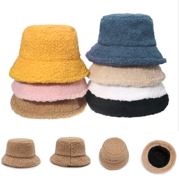 Women Faux Lambs Wool Bucket Hats