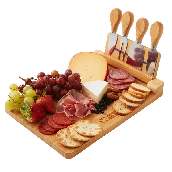 5 Piece Magnetic Bamboo Cheese Board Charcuteri Set - 5 Piece Magnetic Bamboo Cheese Board Charcuteri Set - Image 0 of 6