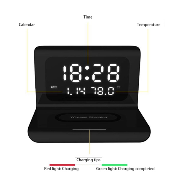 Multifunctional Digital Alarm Clock Wireless Charging - Multifunctional Digital Alarm Clock Wireless Charging - Image 2 of 4