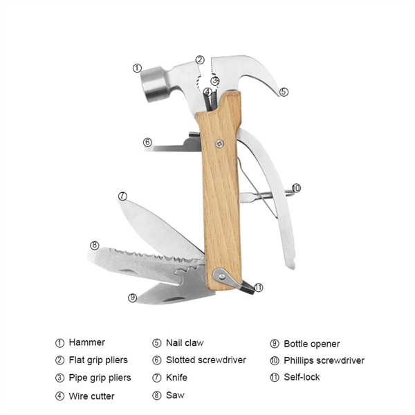 Wooden Handle Multifunctional Claw Hammer - Wooden Handle Multifunctional Claw Hammer - Image 1 of 2