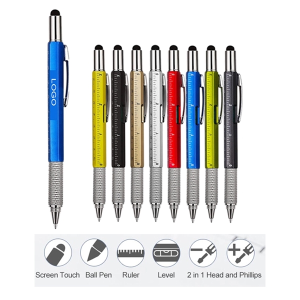 6 in 1 Multitool Ballpoint Pens Ruler Levelgauge Stylus - 6 in 1 Multitool Ballpoint Pens Ruler Levelgauge Stylus - Image 0 of 6