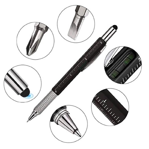 6 in 1 Multitool Ballpoint Pens Ruler Levelgauge Stylus - 6 in 1 Multitool Ballpoint Pens Ruler Levelgauge Stylus - Image 1 of 6