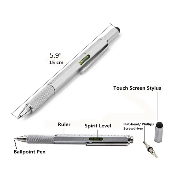 6 in 1 Multitool Ballpoint Pens Ruler Levelgauge Stylus - 6 in 1 Multitool Ballpoint Pens Ruler Levelgauge Stylus - Image 2 of 6