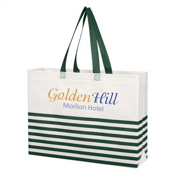 Non-Woven Horizontal Stripe Tote Bag - Non-Woven Horizontal Stripe Tote Bag - Image 13 of 34