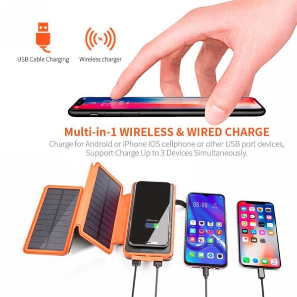 20000mAh Wireless Solar Power Bank - 20000mAh Wireless Solar Power Bank - Image 1 of 4