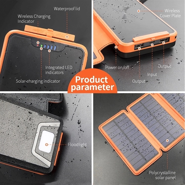 20000mAh Wireless Solar Power Bank - 20000mAh Wireless Solar Power Bank - Image 3 of 4