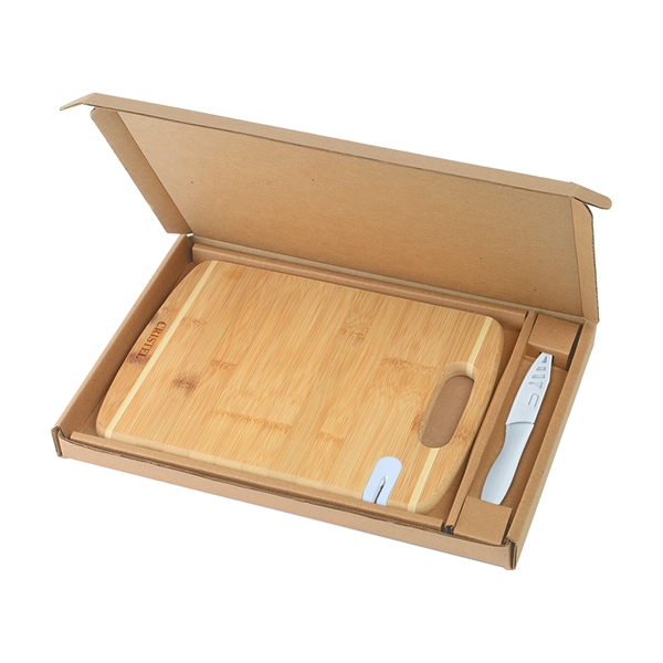 Bamboo Cutting Board with Knife and Sharpener Gift Set - Bamboo Cutting Board with Knife and Sharpener Gift Set - Image 2 of 8