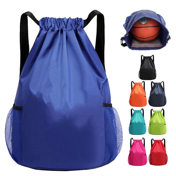 Drawstring Gym Bag With Pocket - Drawstring Gym Bag With Pocket - Image 0 of 2