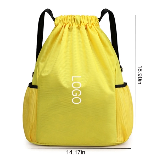 Drawstring Gym Bag With Pocket - Drawstring Gym Bag With Pocket - Image 2 of 2