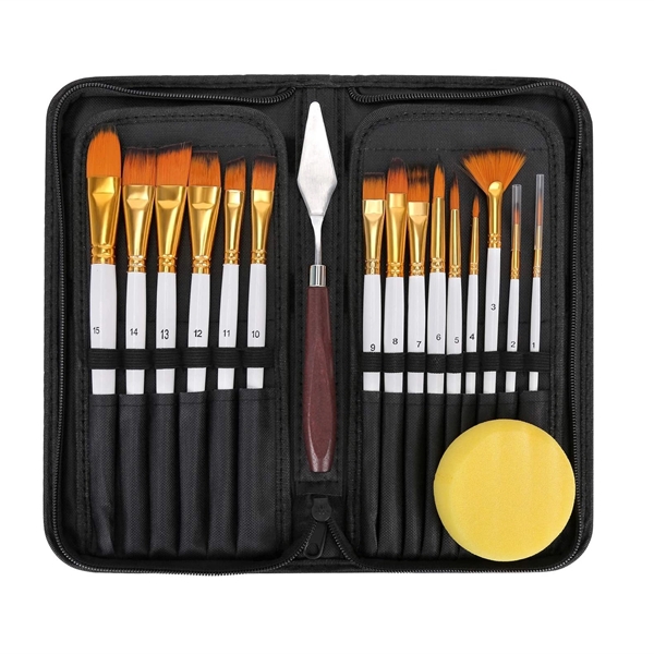 15Pcs Professional Canvas Artist Paint Brush Kit - 15Pcs Professional Canvas Artist Paint Brush Kit - Image 0 of 6