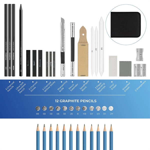 33 Piece Graphite Drawing and Sketch Pencil Art Set - 33 Piece Graphite Drawing and Sketch Pencil Art Set - Image 2 of 5