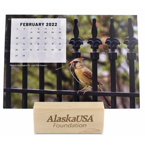 Desk Calendar with Maple Wood Display Stand - Made in USA - Desk Calendar with Maple Wood Display Stand - Made in USA - Image 1 of 4