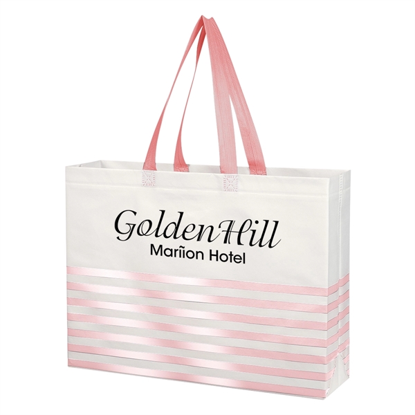 Non-Woven Horizontal Stripe Tote Bag - Non-Woven Horizontal Stripe Tote Bag - Image 11 of 34