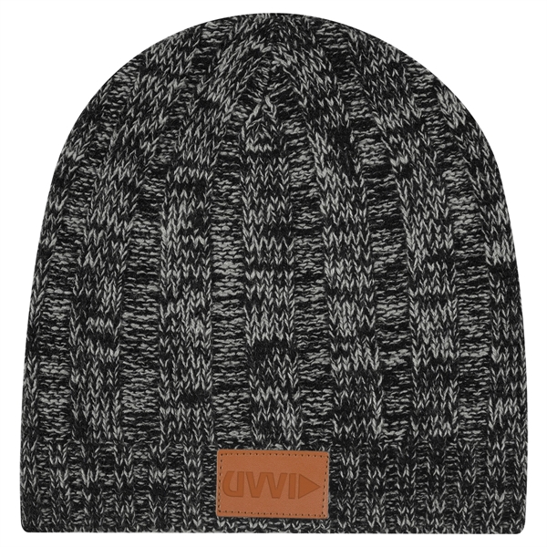 Knit Beanie With Leather Tag - Knit Beanie With Leather Tag - Image 2 of 5