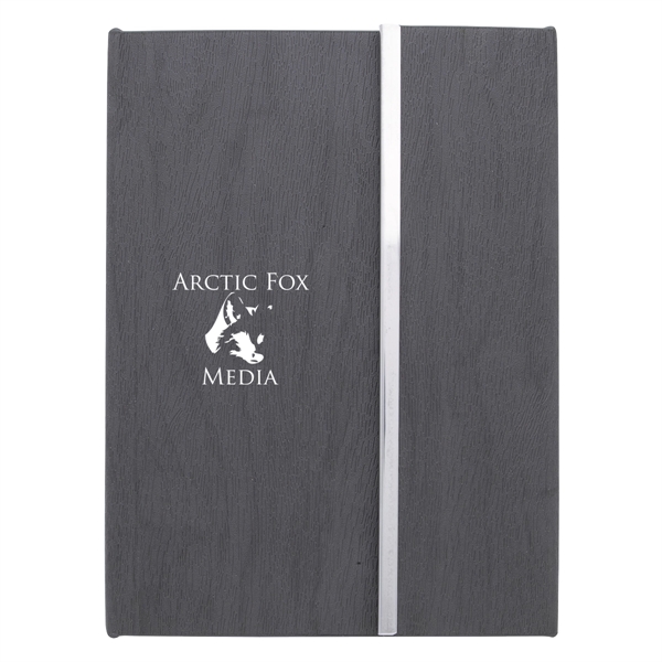 Custom Woodgrain Padfolio With Sticky Notes And Flags