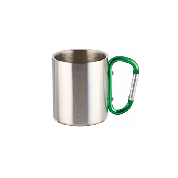 7 OZ Carabiner Handle Stainless Steel Mug - 7 OZ Carabiner Handle Stainless Steel Mug - Image 1 of 2