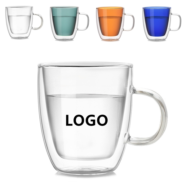 12OZ Double Wall Glass Coffee Mugs with Handle - 12OZ Double Wall Glass Coffee Mugs with Handle - Image 0 of 2