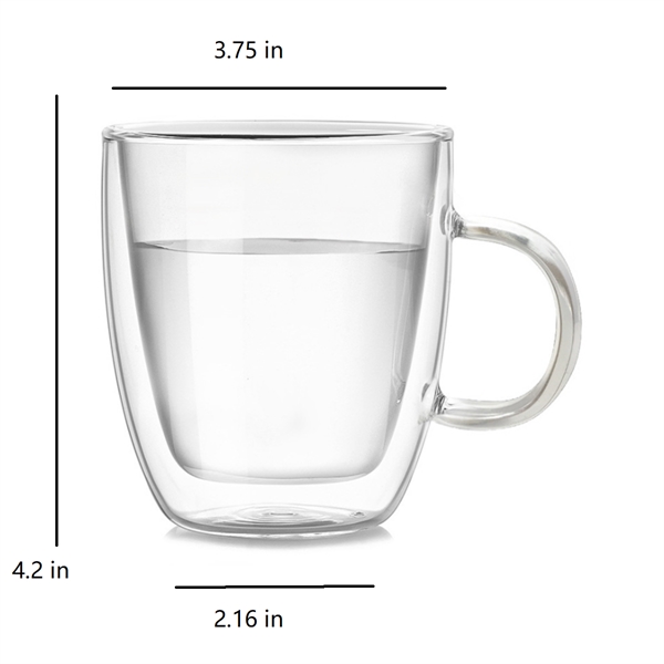 12OZ Double Wall Glass Coffee Mugs with Handle - 12OZ Double Wall Glass Coffee Mugs with Handle - Image 2 of 2