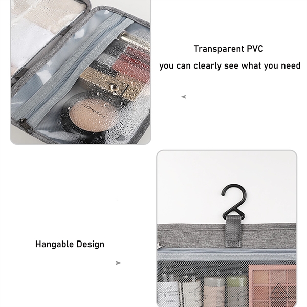 Travel Makeup Cosmetic Toiletry Bag with Hanging Hook - Travel Makeup Cosmetic Toiletry Bag with Hanging Hook - Image 5 of 9