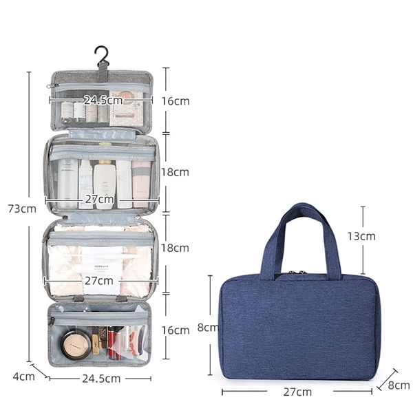 Travel Makeup Cosmetic Toiletry Bag with Hanging Hook - Travel Makeup Cosmetic Toiletry Bag with Hanging Hook - Image 7 of 9