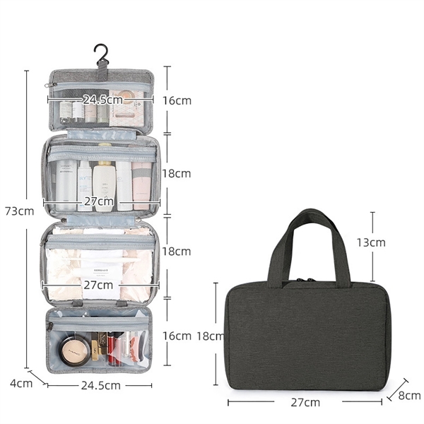 Travel Makeup Cosmetic Toiletry Bag with Hanging Hook - Travel Makeup Cosmetic Toiletry Bag with Hanging Hook - Image 8 of 9