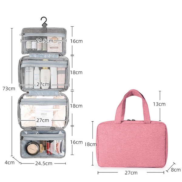 Travel Makeup Cosmetic Toiletry Bag with Hanging Hook - Travel Makeup Cosmetic Toiletry Bag with Hanging Hook - Image 9 of 9