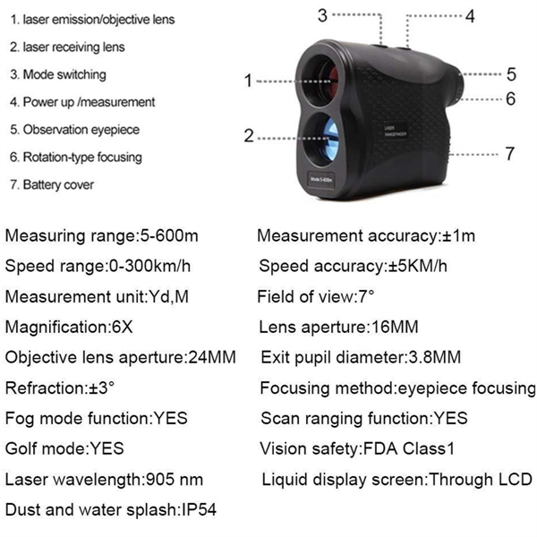 Golf & Hunting Laser Rangefinder - Golf & Hunting Laser Rangefinder - Image 1 of 6