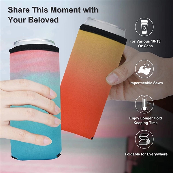 Printed Neoprene Collapsible Bottle Coolers with Bottle Opener (12