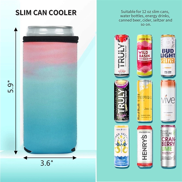 12 Ounce Slim Energy Drink Can Sleeves Neoprene Beer Coolers
