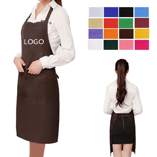 Colored Polyester Two-Pocket Bib Apron MOQ 100 pcs - Colored Polyester Two-Pocket Bib Apron MOQ 100 pcs - Image 0 of 0