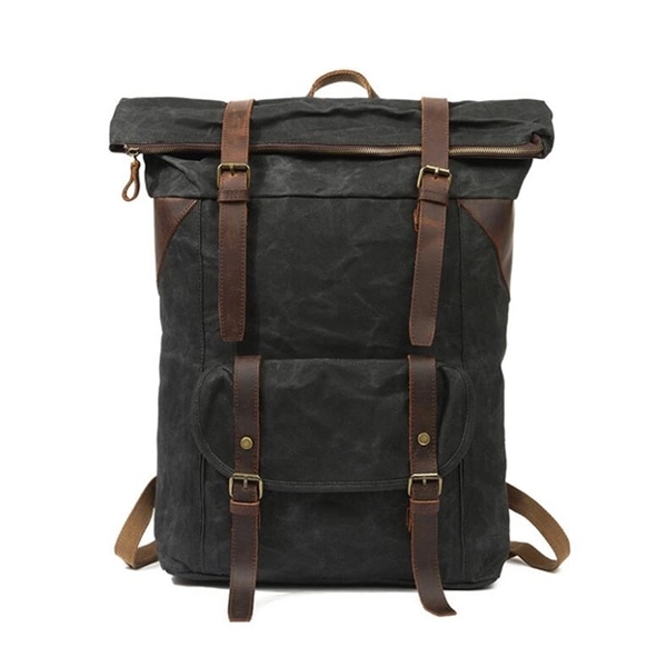 Waxed Canvas Shoulder Rucksack for Travel - Waxed Canvas Shoulder Rucksack for Travel - Image 1 of 4
