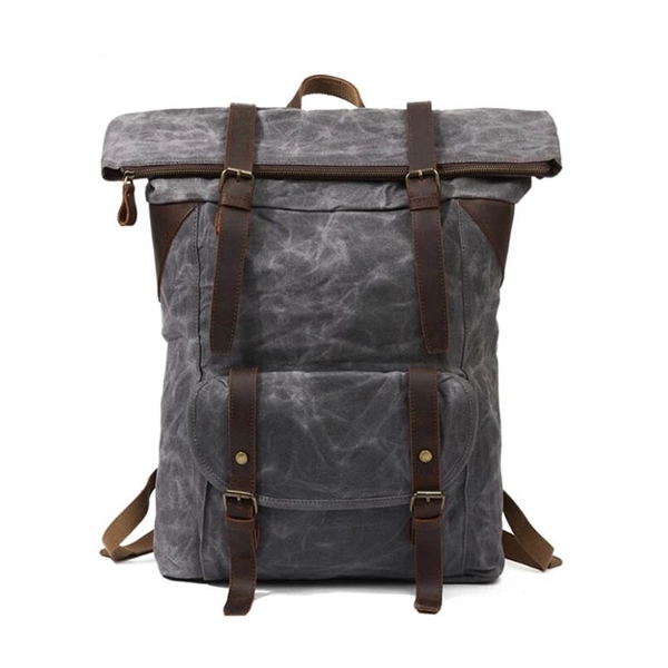 Waxed Canvas Shoulder Rucksack for Travel - Waxed Canvas Shoulder Rucksack for Travel - Image 2 of 4