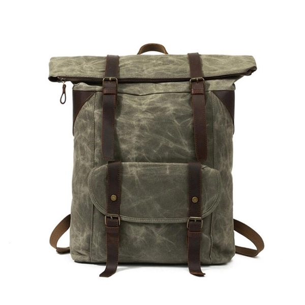 Waxed Canvas Shoulder Rucksack for Travel - Waxed Canvas Shoulder Rucksack for Travel - Image 3 of 4