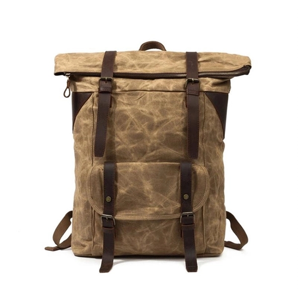 Waxed Canvas Shoulder Rucksack for Travel - Waxed Canvas Shoulder Rucksack for Travel - Image 4 of 4