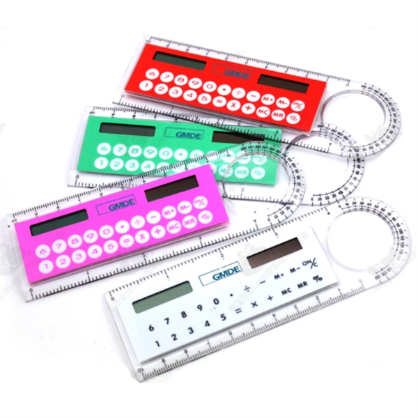 Mini Solar Transparent Ruler Calculator with Magnifier - Mini Solar Transparent Ruler Calculator with Magnifier - Image 0 of 2