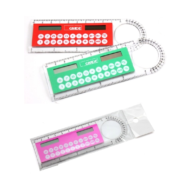Mini Solar Transparent Ruler Calculator with Magnifier - Mini Solar Transparent Ruler Calculator with Magnifier - Image 2 of 2