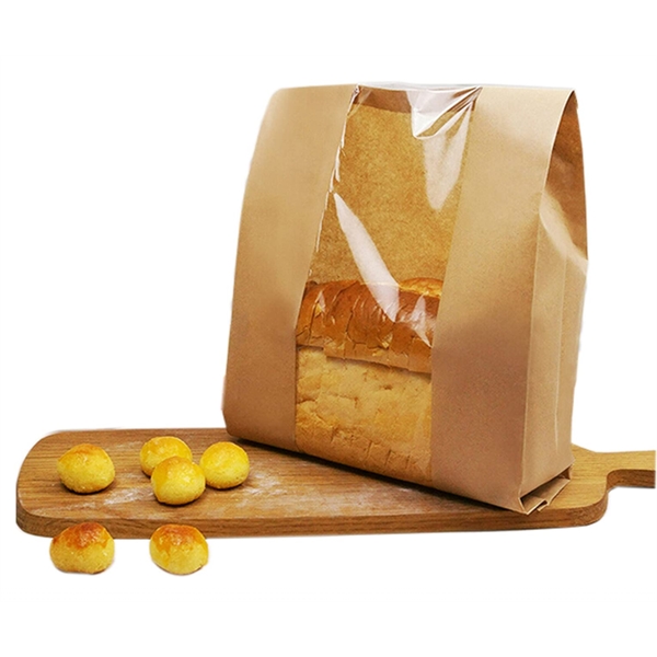 Paper Bread Loaf Bag with Clear Front Window - Paper Bread Loaf Bag with Clear Front Window - Image 0 of 4