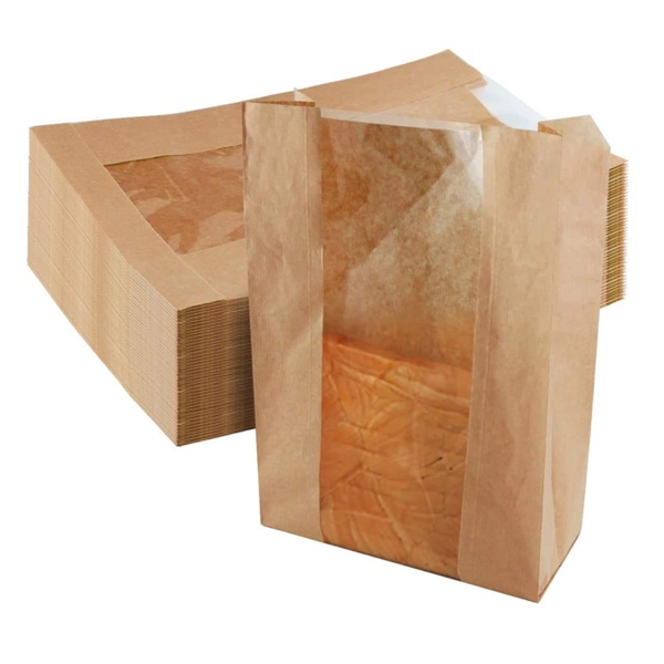 Paper Bread Loaf Bag with Clear Front Window - Paper Bread Loaf Bag with Clear Front Window - Image 2 of 4