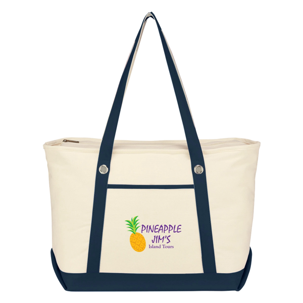 Large Cotton Canvas Sailing Tote Bag - Large Cotton Canvas Sailing Tote Bag - Image 11 of 24