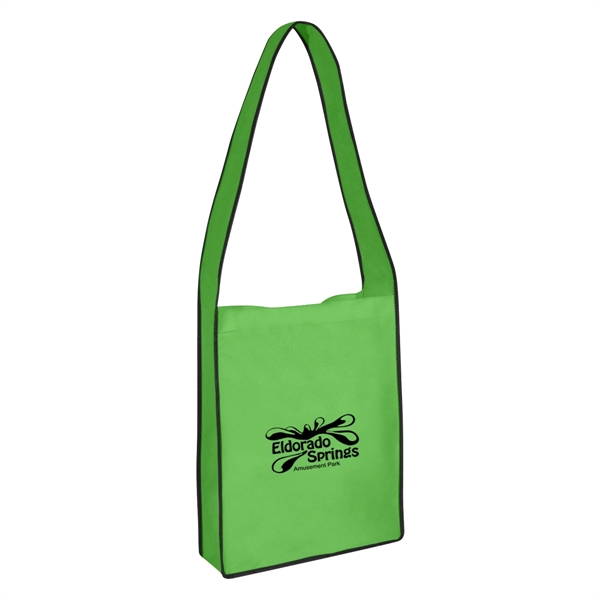 Custom Non-Woven Messenger Tote Bag With Hook And Loop Closure