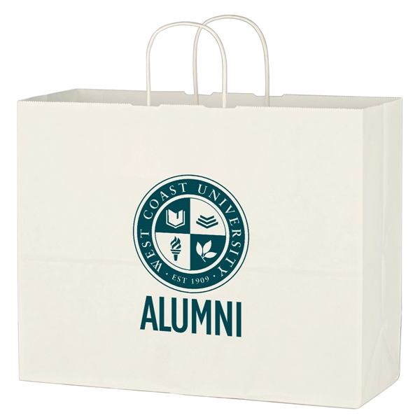 Kraft Paper White Shopping Bag - 16" x 12-1/2" - Kraft Paper White Shopping Bag - 16" x 12-1/2" - Image 1 of 2