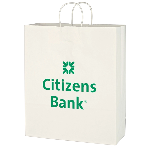 Kraft Paper White Shopping Bag - 16" x 19" - Kraft Paper White Shopping Bag - 16" x 19" - Image 1 of 2