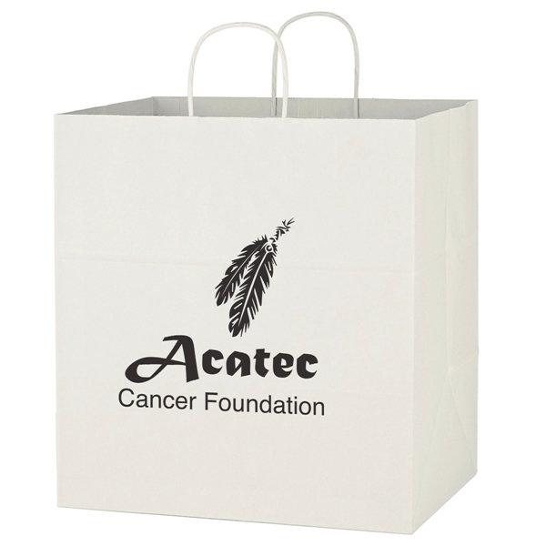 Kraft Paper White Shopping Bag - 14" x 15" - Kraft Paper White Shopping Bag - 14" x 15" - Image 1 of 2